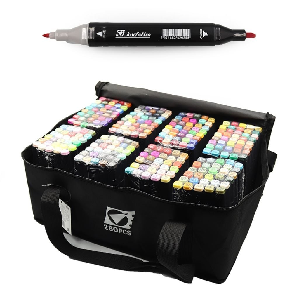 Скетч маркери набір 280 шт двосторонні у сумці  ST40665 Josefotten