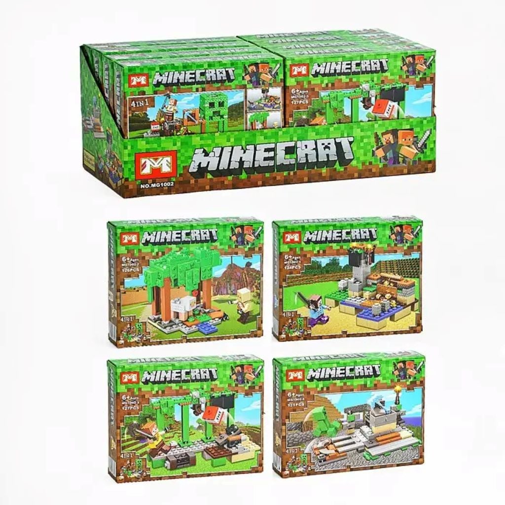 Конструктор типу лего типу Маинкрафт 127дет мікс видів у коробці MG1002-1/2/3/4 MGB