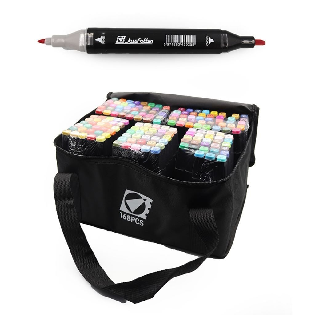 Скетч маркери набір 168 шт двосторонні у сумці  ST40449 Josefotten