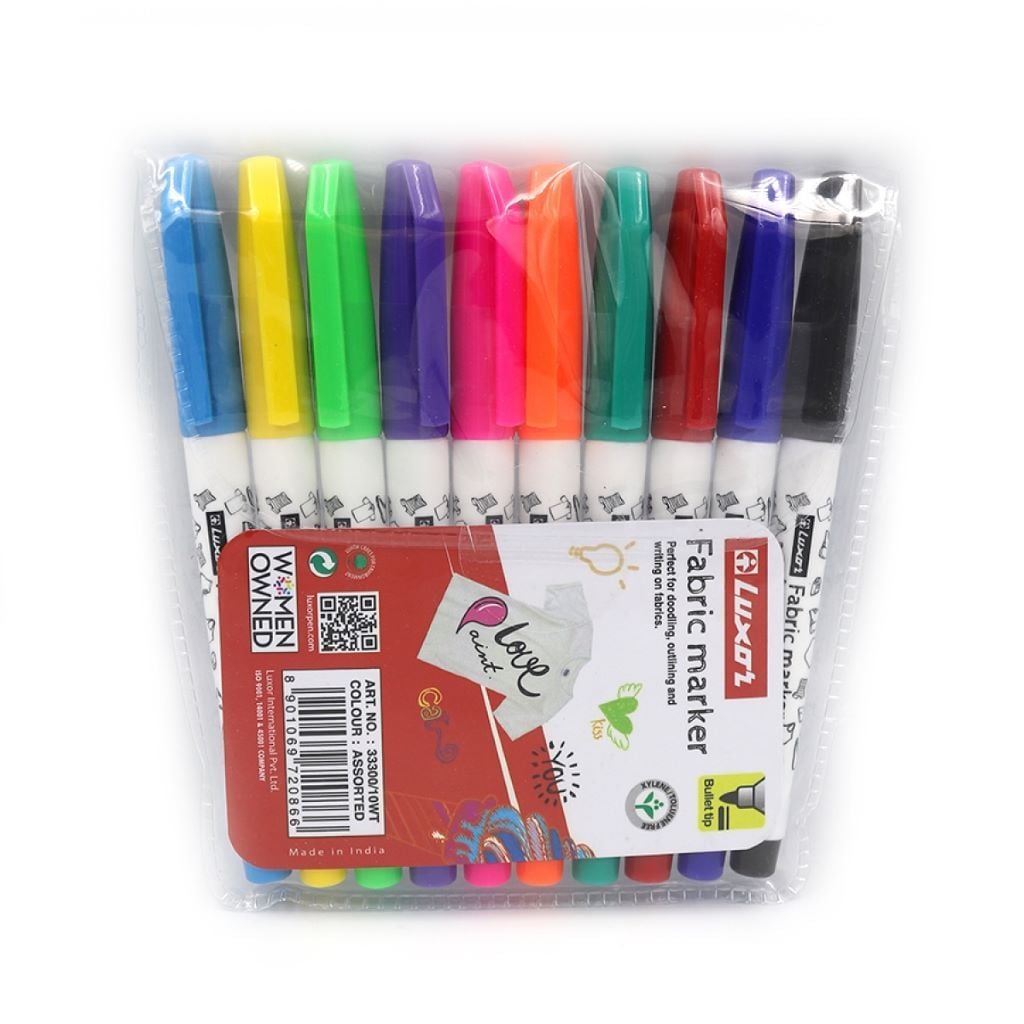 Маркери для тканини 10шт на водній основі у блістері 33300 Luxor