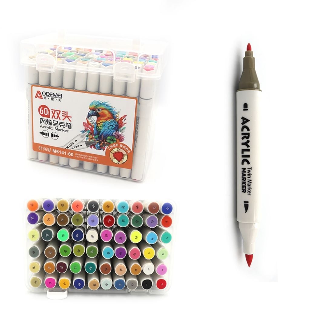 Скетч маркери акрілові набір 60шт 60кольорів у пластиковій валізі M6141-60 Josefotten