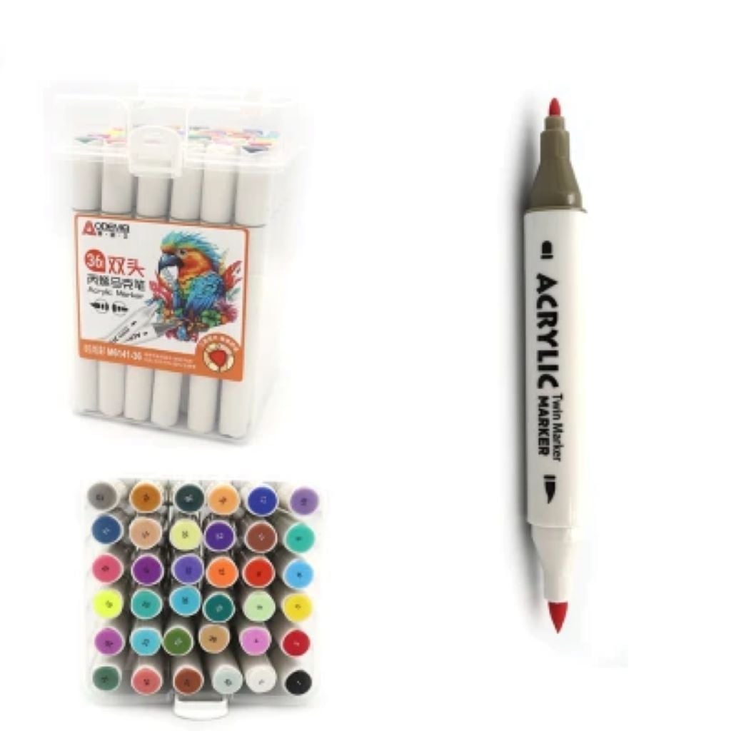 Скетч маркери акрілові набір 36шт 36кольорів у пластиковій валізі M6141-36 Aodemei