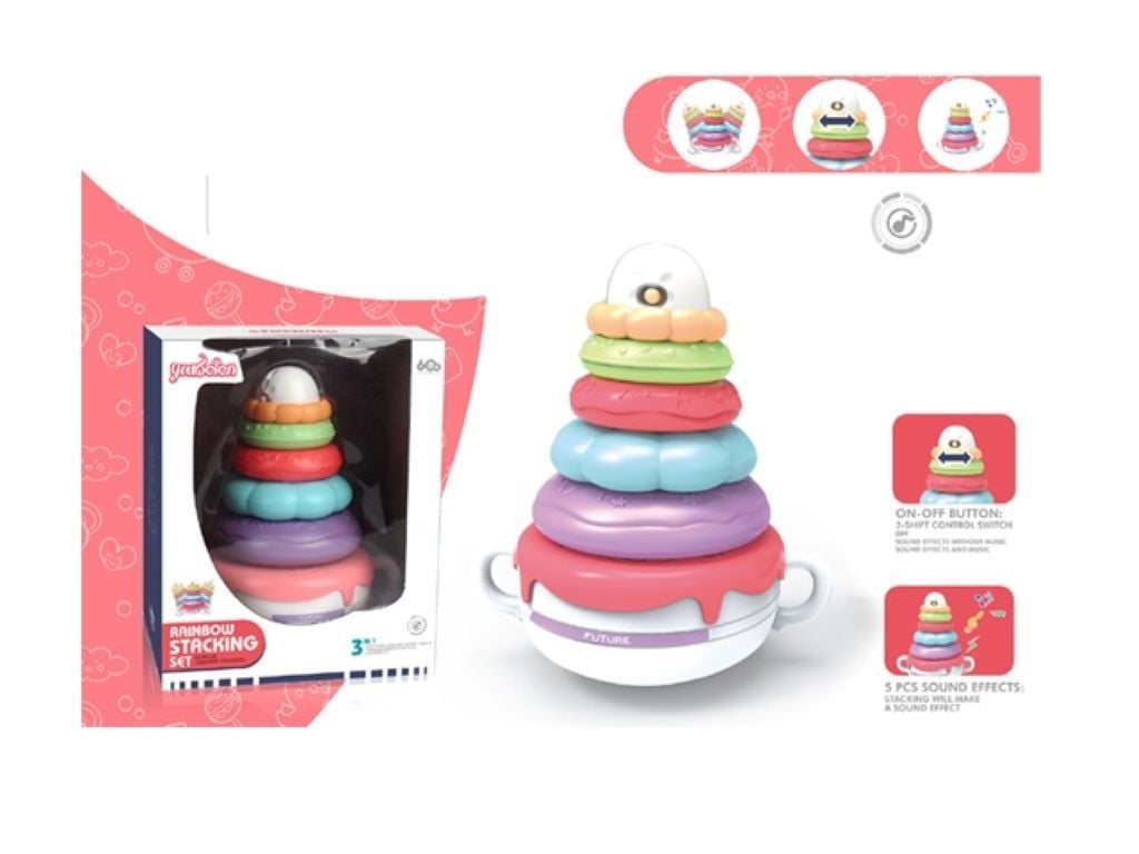 Пірамідка неваляшка музична 5 кілець у коробці 18*15*24см RT663 Youbeien