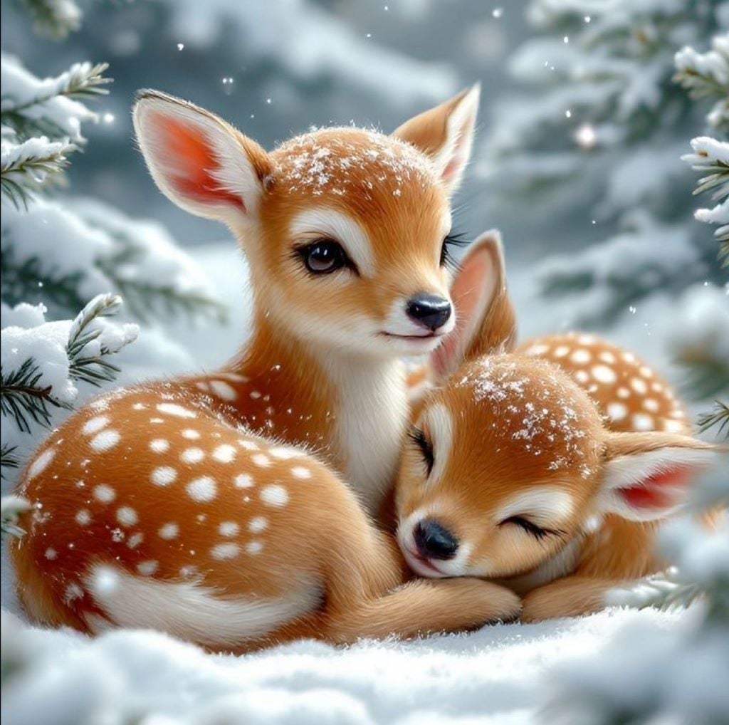 Алмазна мозаїка 20*20 см Лісовий затишок для оленят на підрамнику у коробці S10399 Dreamtoys