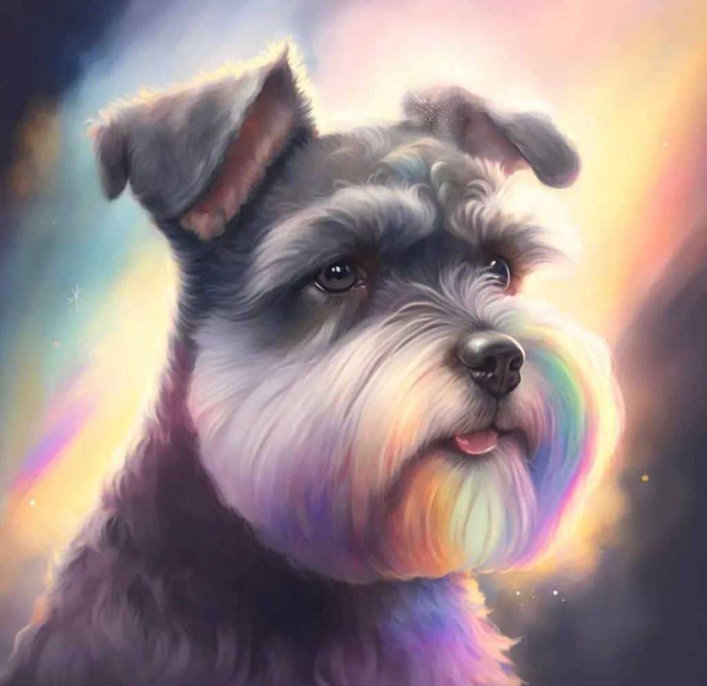 Алмазна мозаїка 30*40 см Портрет шнауцера у веселці на підрамнику у коробці S20065 Dreamtoys