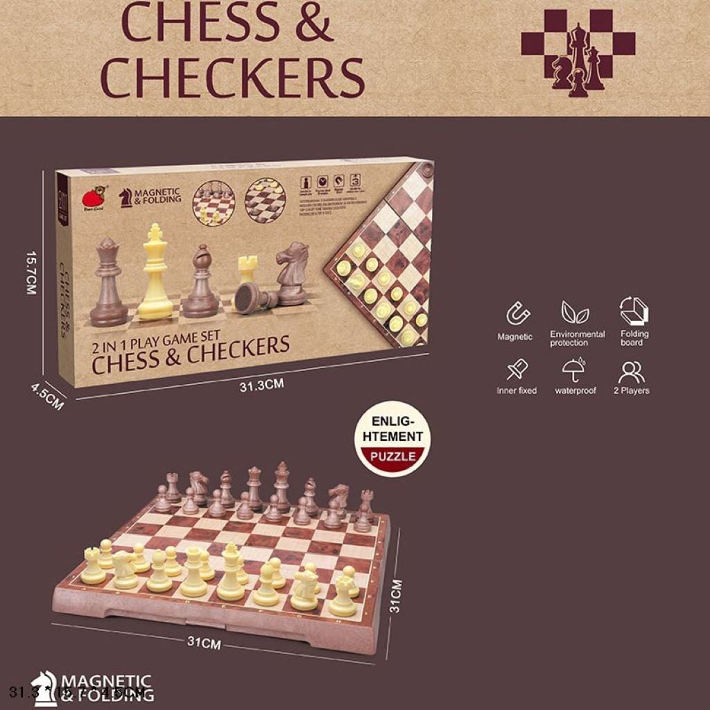 Настільна гра Шахи 2в1 магнітна дошка у коробці 31,3*4,5*15,7см 2458 Китай