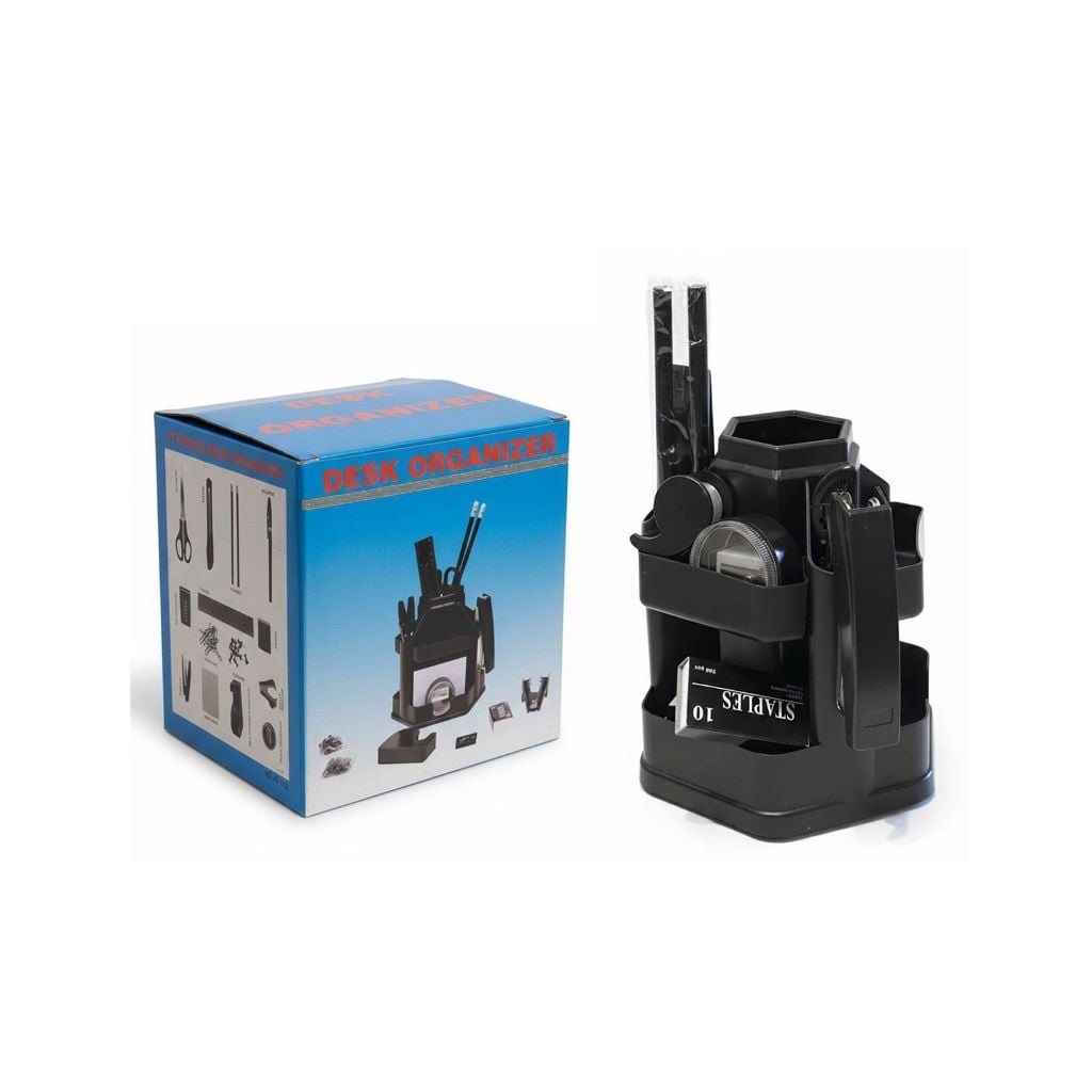 Настільний органайзер металевий чорний в наборі 16 предметів в коробці JC805 Buromax