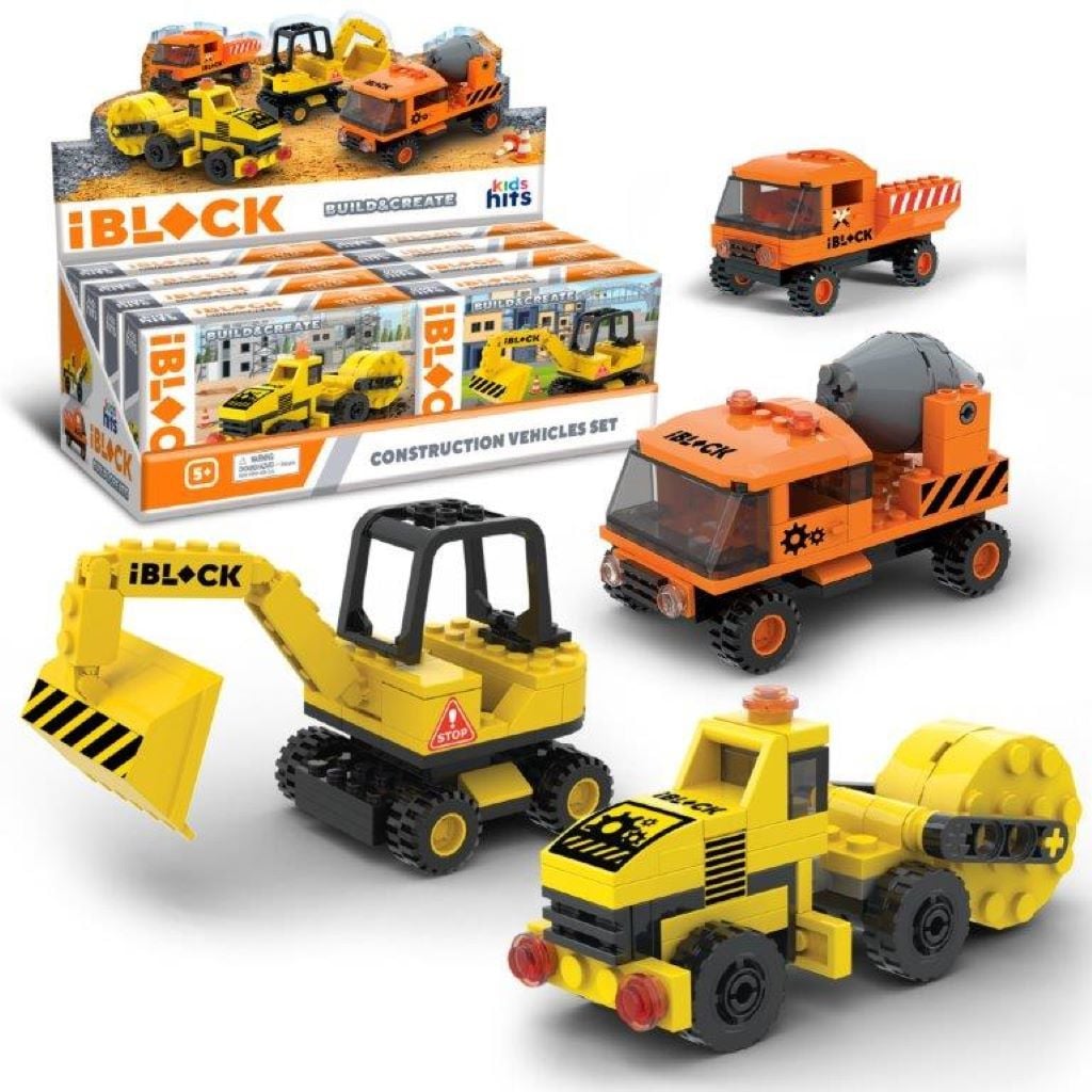 Конструктор типу лего 50-77ел Будівельна техніка мікс видів у коробці 20*15*5см KH53/001-2-8 IBLOCK