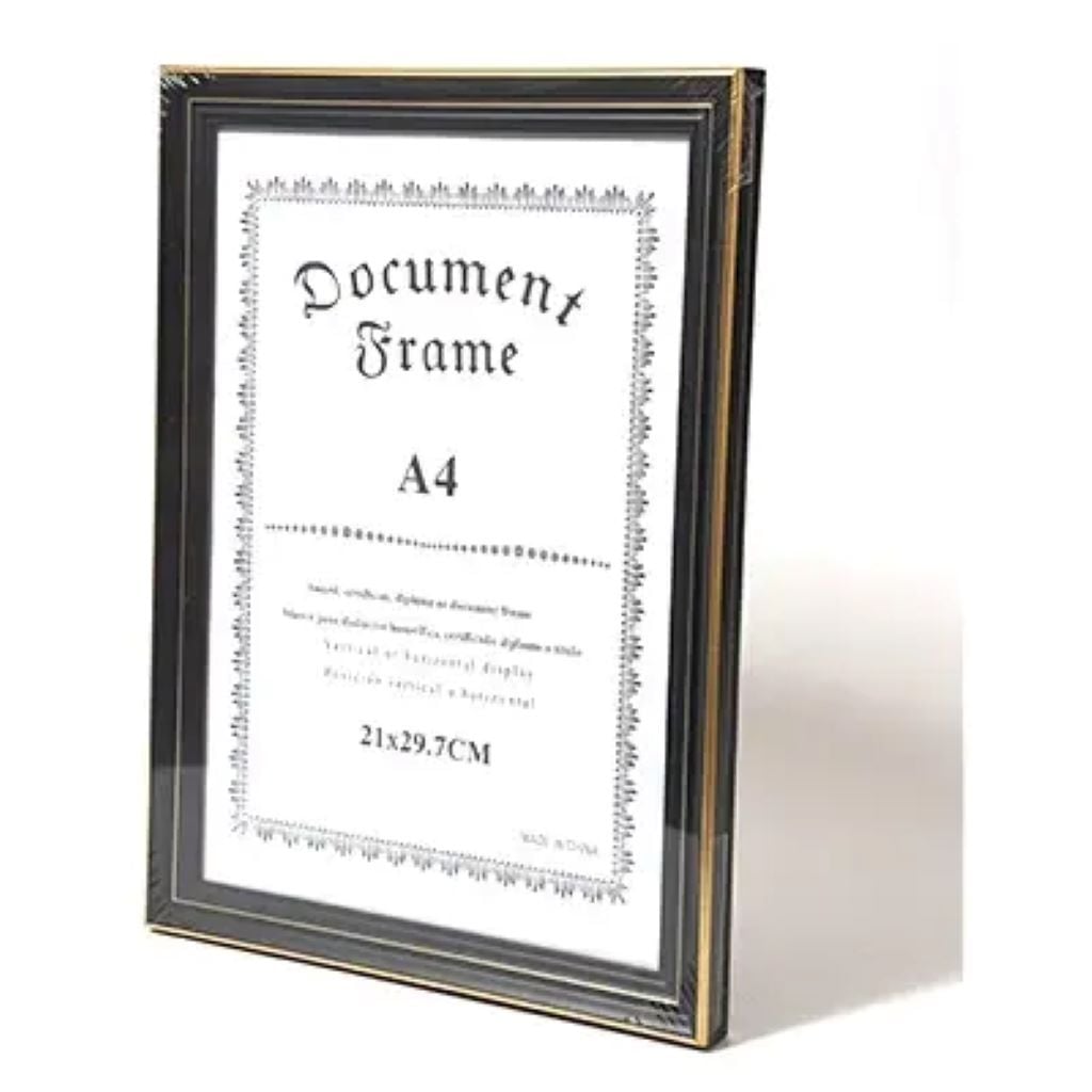 Фоторамка 21*30см А4 багет чорно-золотий 9-1 Китай