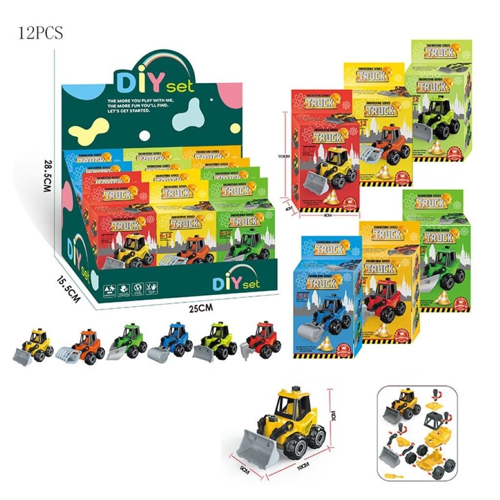 Конструктор типу лего Будівельна техніка мікс кольорі у коробці 12*6*2см 589-21 IBLOCK