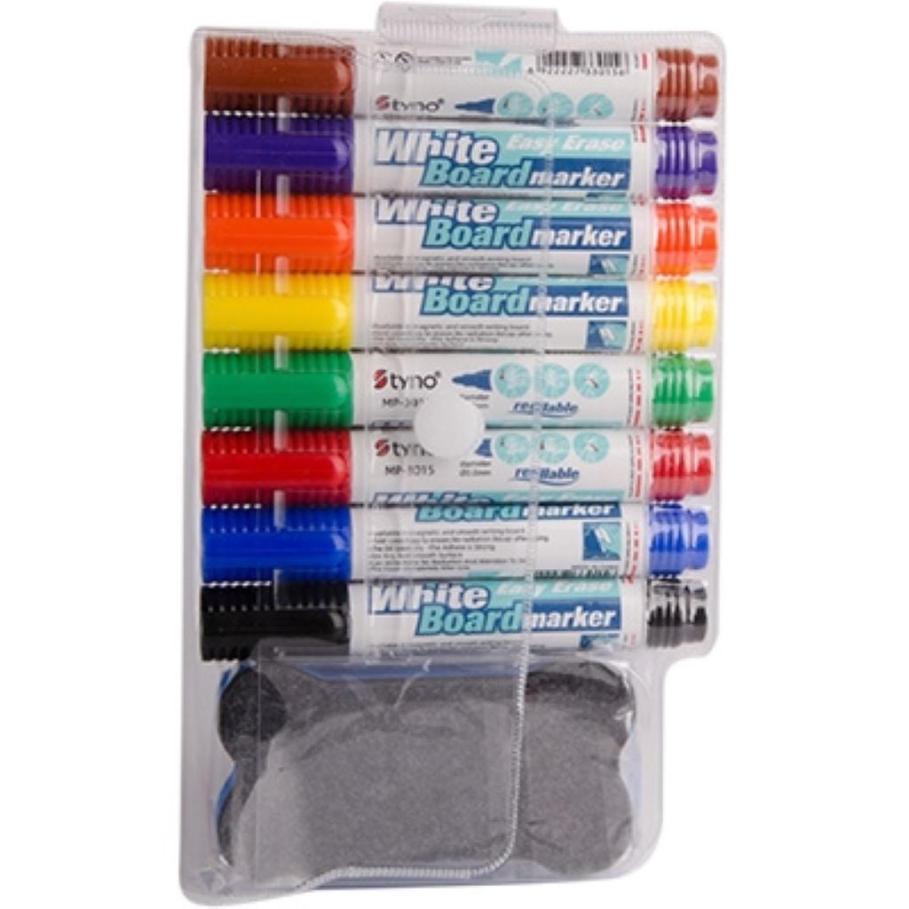 Маркери для дошки набір 8шт+губка мікс MP3015-8-K Китай