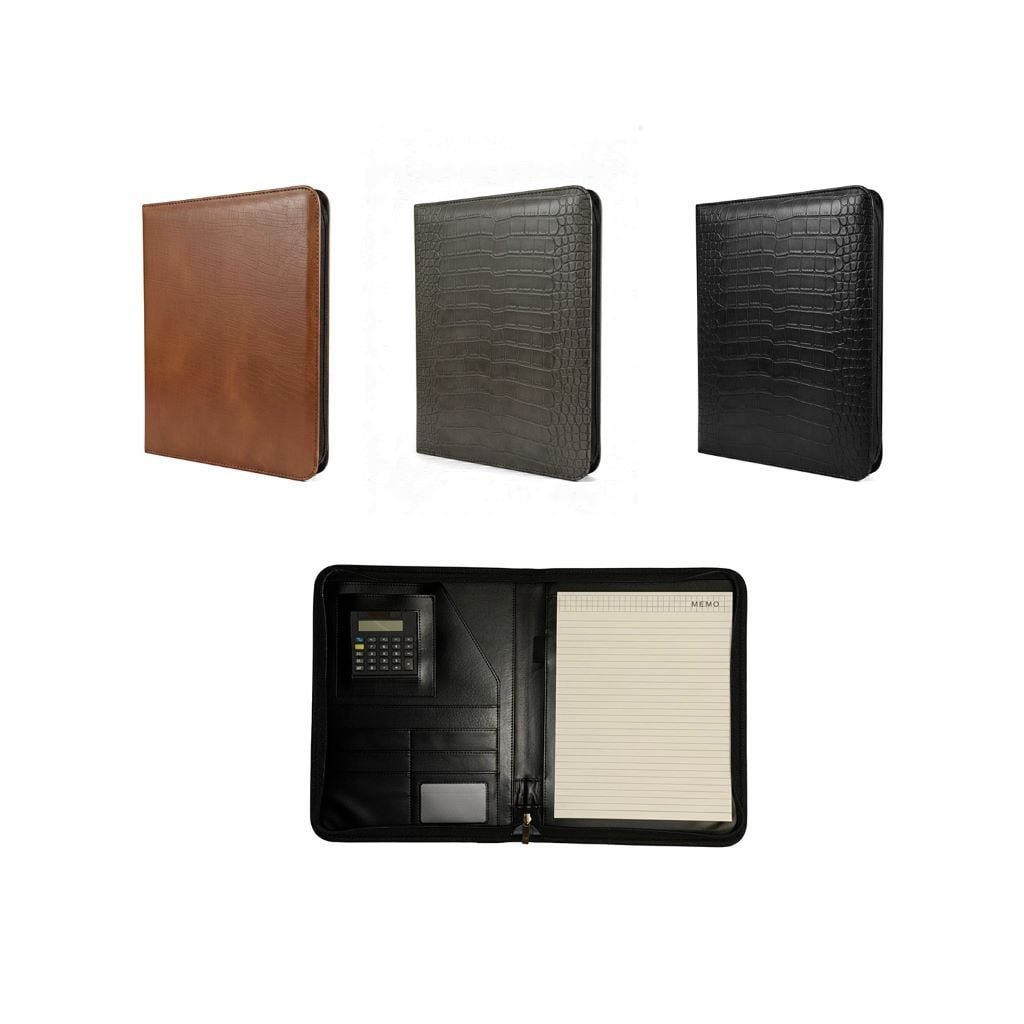 Папка А4 шкірзам на блискавці з калькулятором A4-70-10-507 Китай