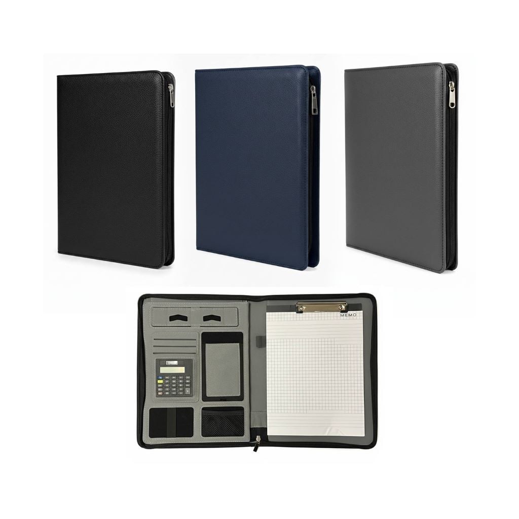 Папка А4 шкірзам на блискавці з калькулятором A4-802-10-508 Китай