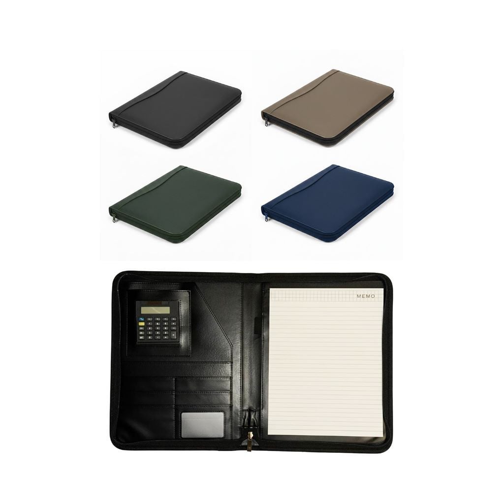 Папка А4 шкірзам на блискавці з калькулятором A4-702-10-516 Китай