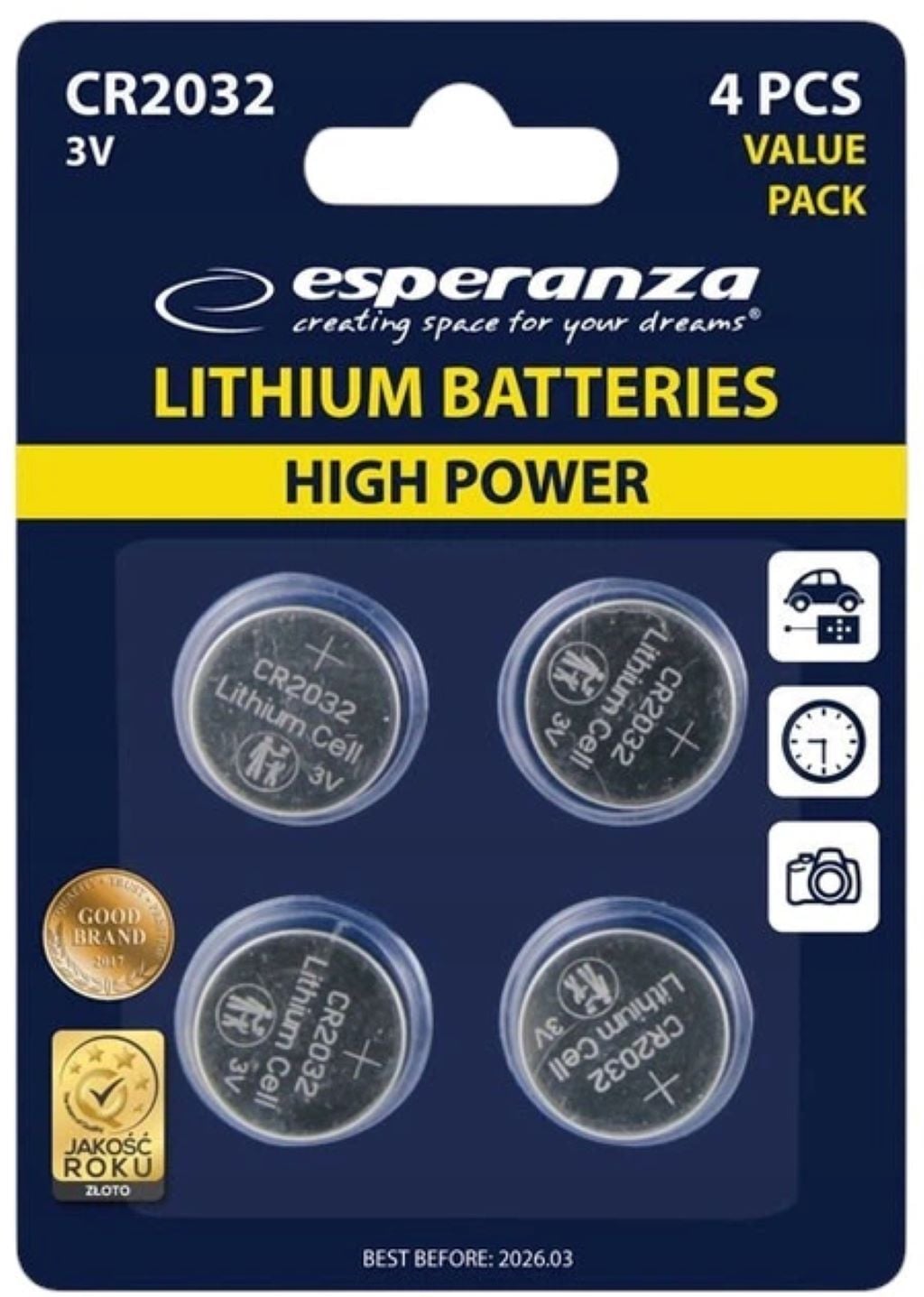 Батарейка таблетка  LITHIUM 2032 Esperanza