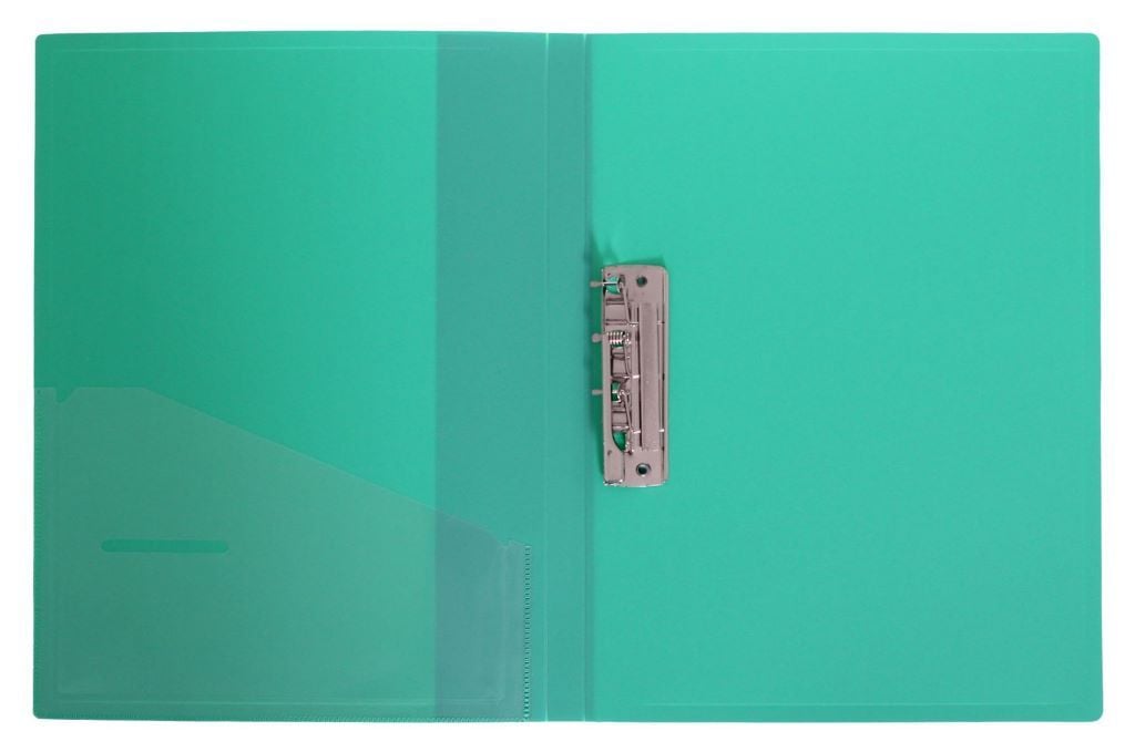 Папка А4 швидкозшивач з притискачем карманом пластик зелена 5034-04N Norma