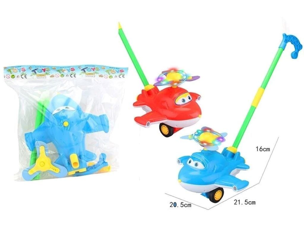 Каталка з палкою Літак світло дзвоник в пакеті 33*29*13см 9909A Китай