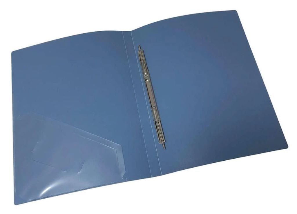 Папка А4 швидкозшивач з прижимом карманом пластик синя 4-213-06 Office
