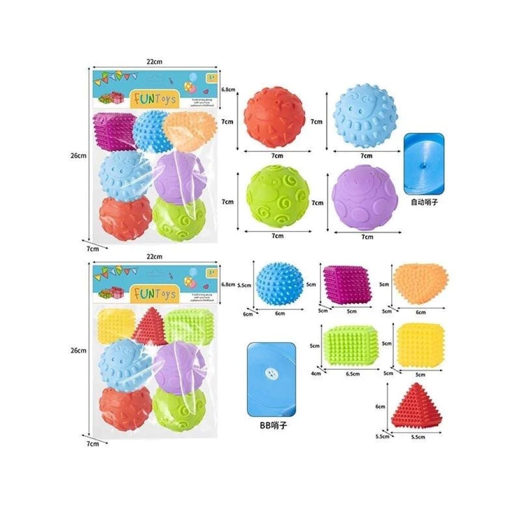 Пискавка гумові геометричні предмети 7шт у пакеті YRB06-2 FunToys
