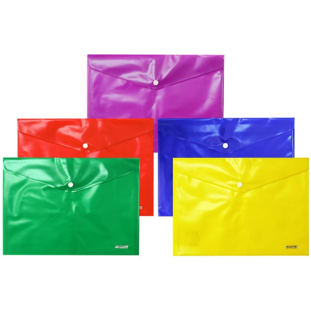 Папка конверт А4 на кнопці 120мкм не прозора мікс кольорів 4-204 Office