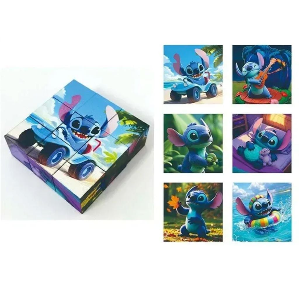 Кубики магнітні Стіч 9 кубиків 6 картинок 75*75мм у боксі CL325-33 Китай