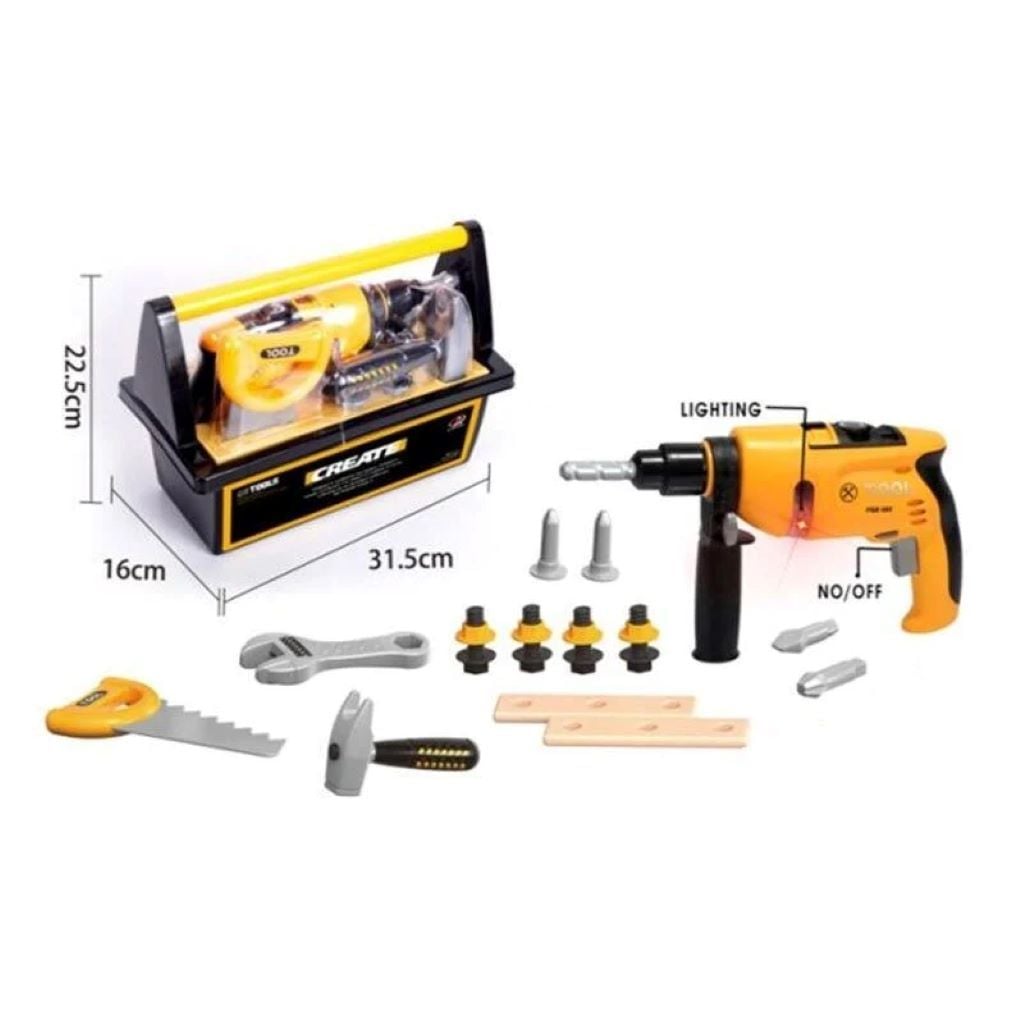 Інструменти набір шуруповерт з підсвітною пила молоток у валізі G278 Qi Jun Toys