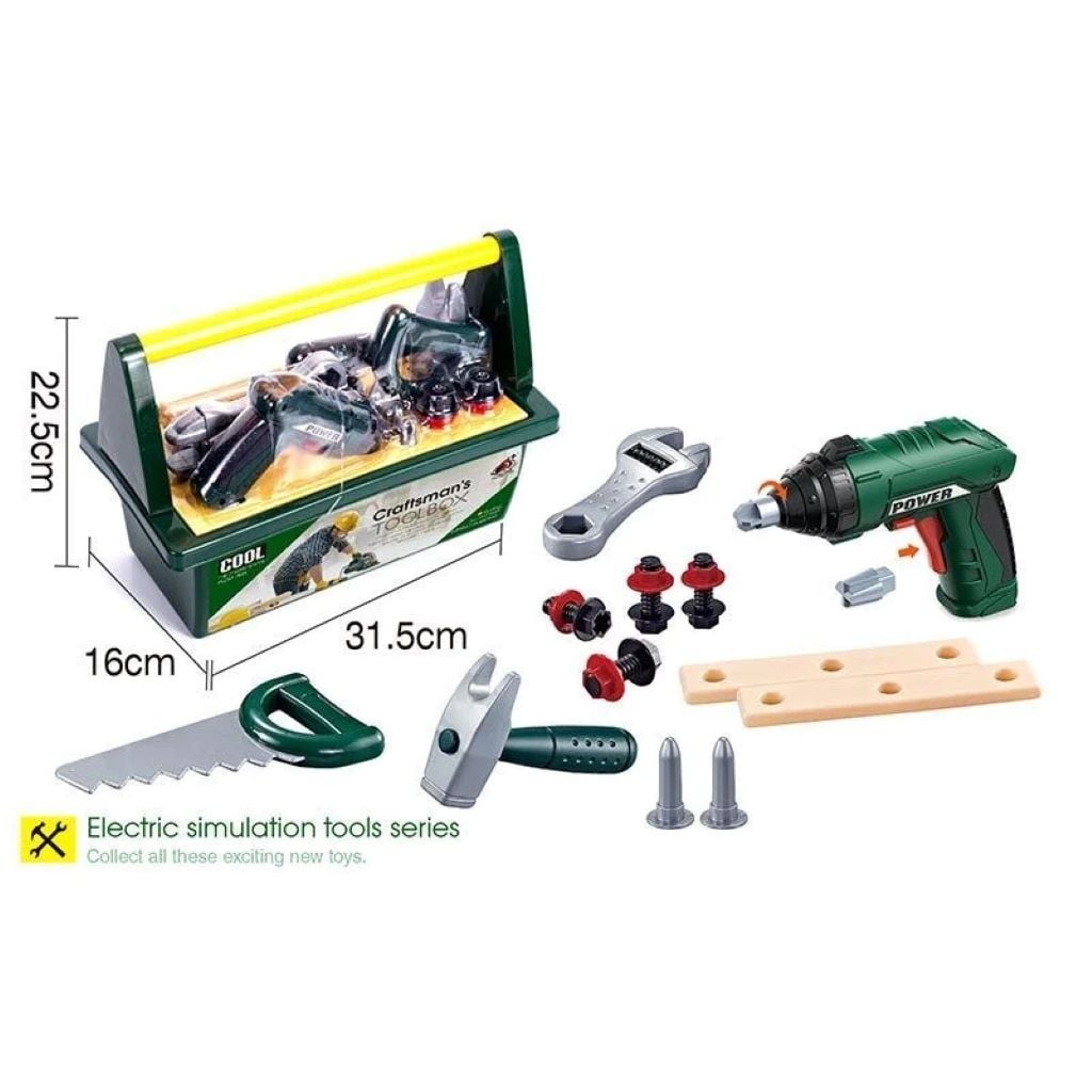 Інструменти набір шуруповерт з підсвітною пила молоток у валізі G277 Qi Jun Toys