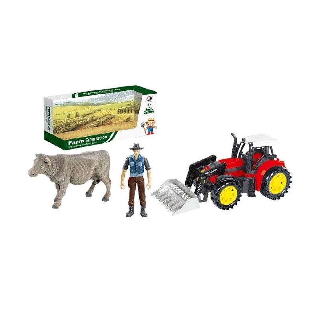 Ферма набір трактор інерція пластик тварина фігурка у коробці 1228-18 Dong Jie