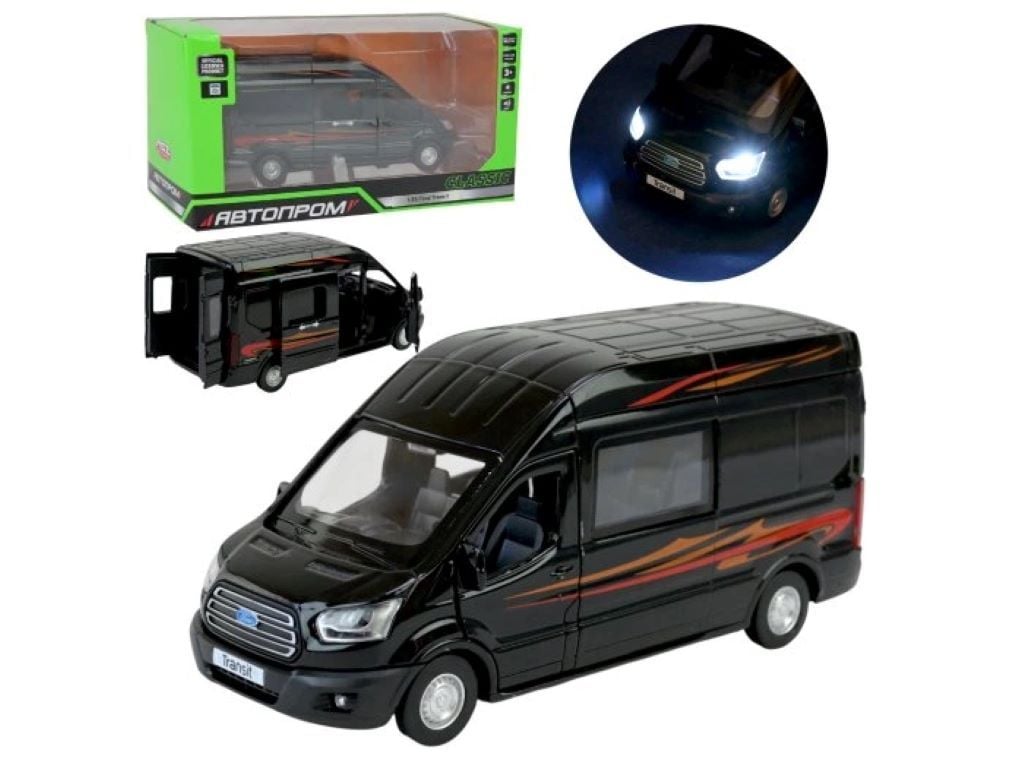 Машина метал 1:32 Ford Transit  інерція звук світло відкриваються  двері коробка 21*11,5*9см 68453 Автопром