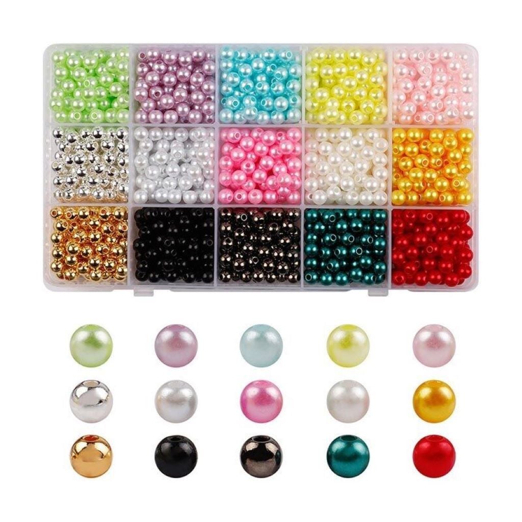 Бісер набір 15 кольорів, нитка гумка в органайзері 1198-82 Китай