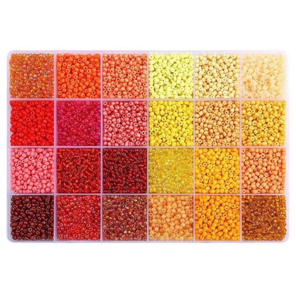 Бісер набір 24 кольорів, нитка гумка в органайзері 1199-332 Китай