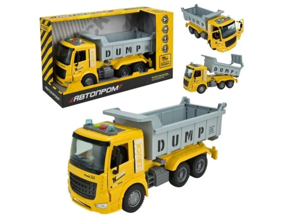 Машина металева 1:24 Будівельна техніка інерція  музика світло відкрив двері в коробці 33*19*11,5см AP9935 Автопром