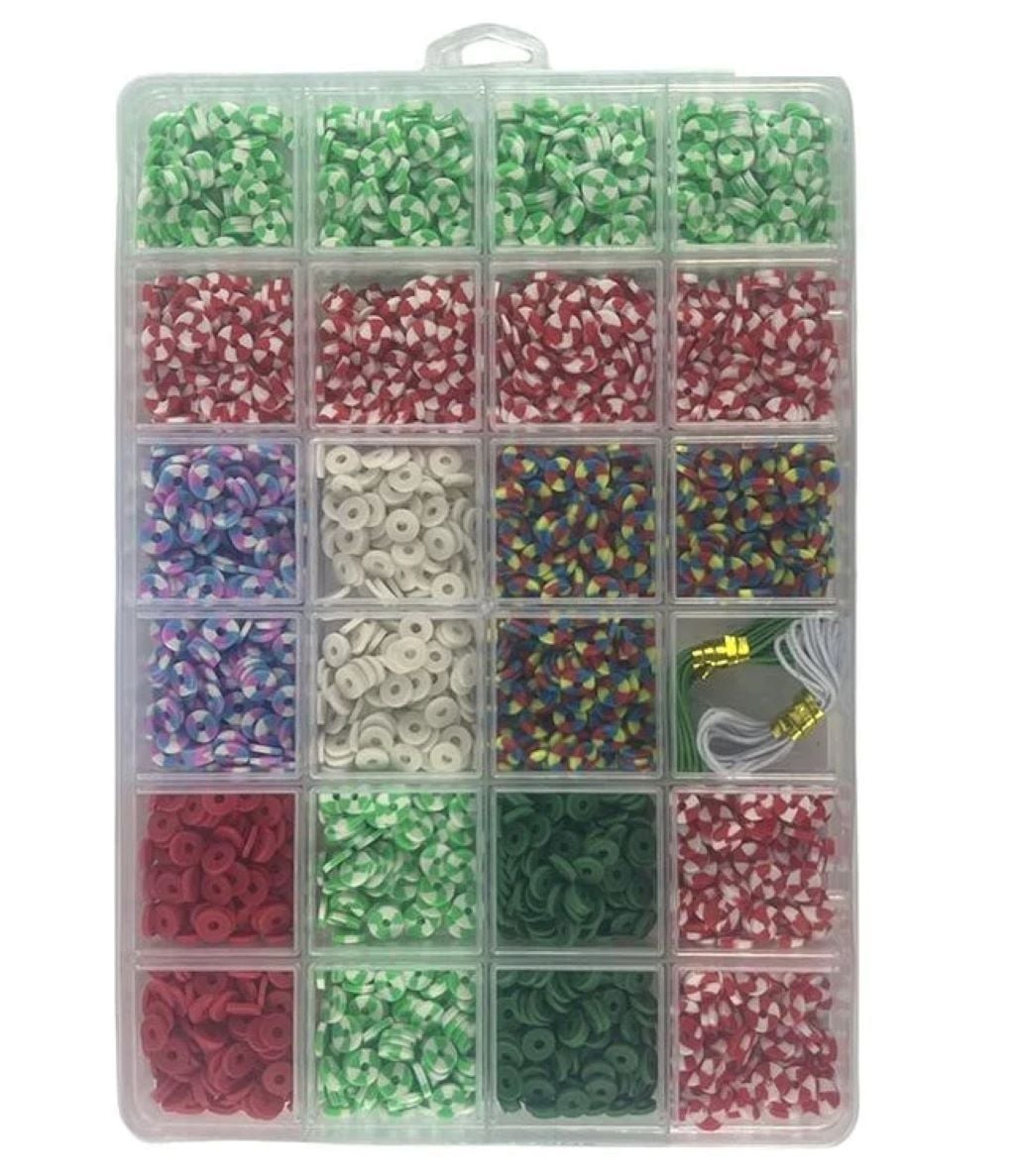 Намистини набір 24 кольорів, нитка гумка в органайзері 3100-H5 Китай