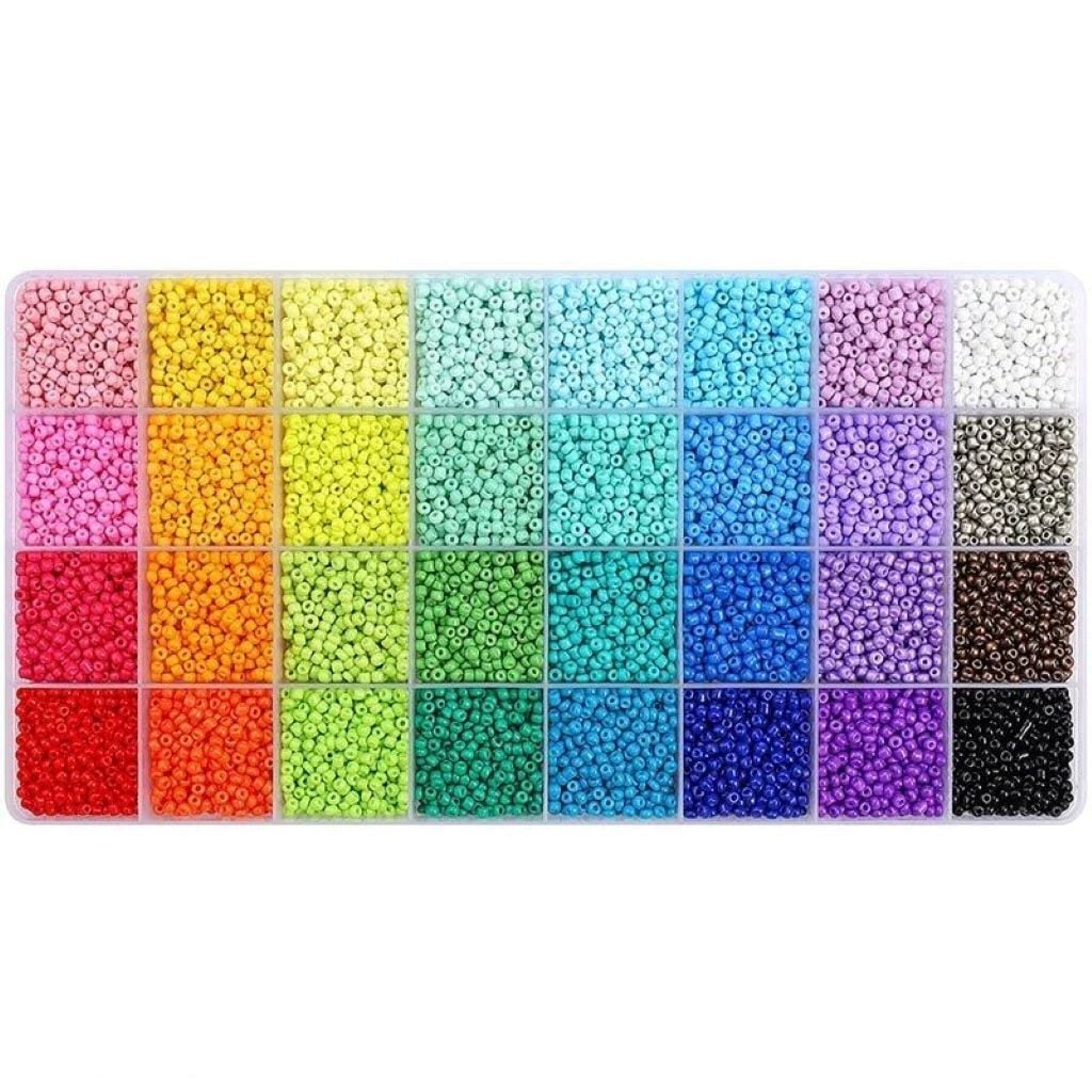 Намистини набір 32 кольорів, нитка гумка в органайзері 1186-22 Китай