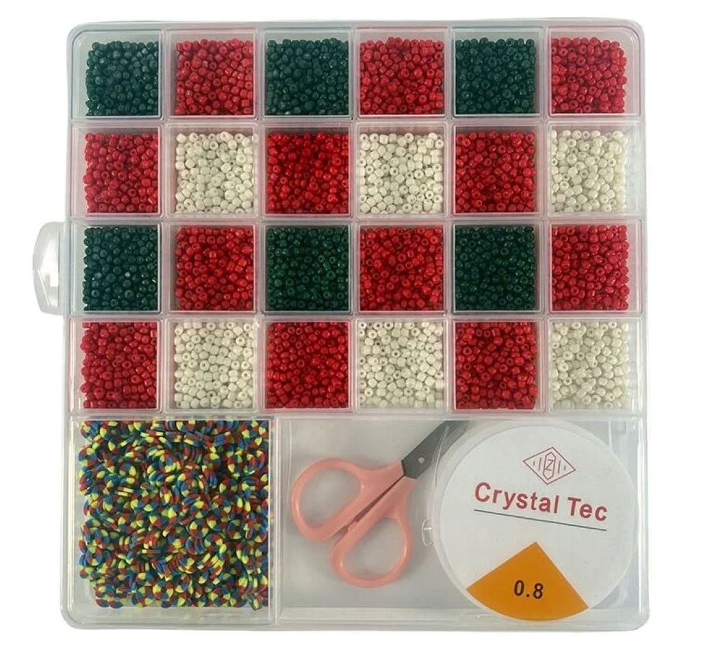 Намистини набір 4 кольорів, нитка гумка в органайзері 3100-H1 Китай