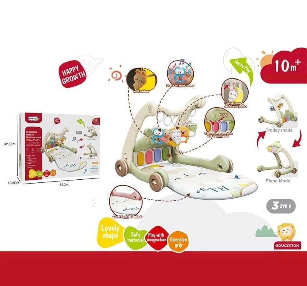 Ходунки 3в1 килимок піаніно звук світло на бат у коробці 368-65G Aiyingle