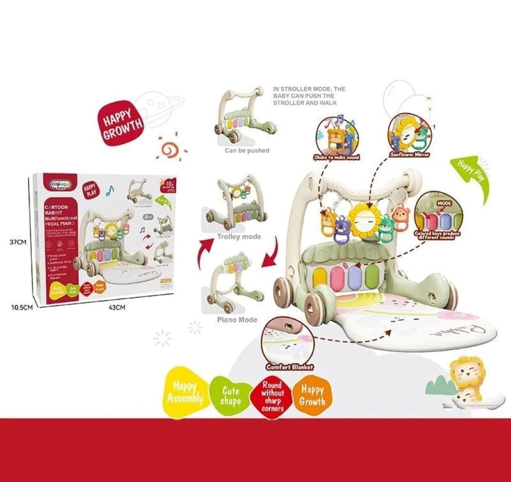 Ходунки-килимок 3в1 піаніно на бат муз світло брязкальця в коробці 368-45A Китай