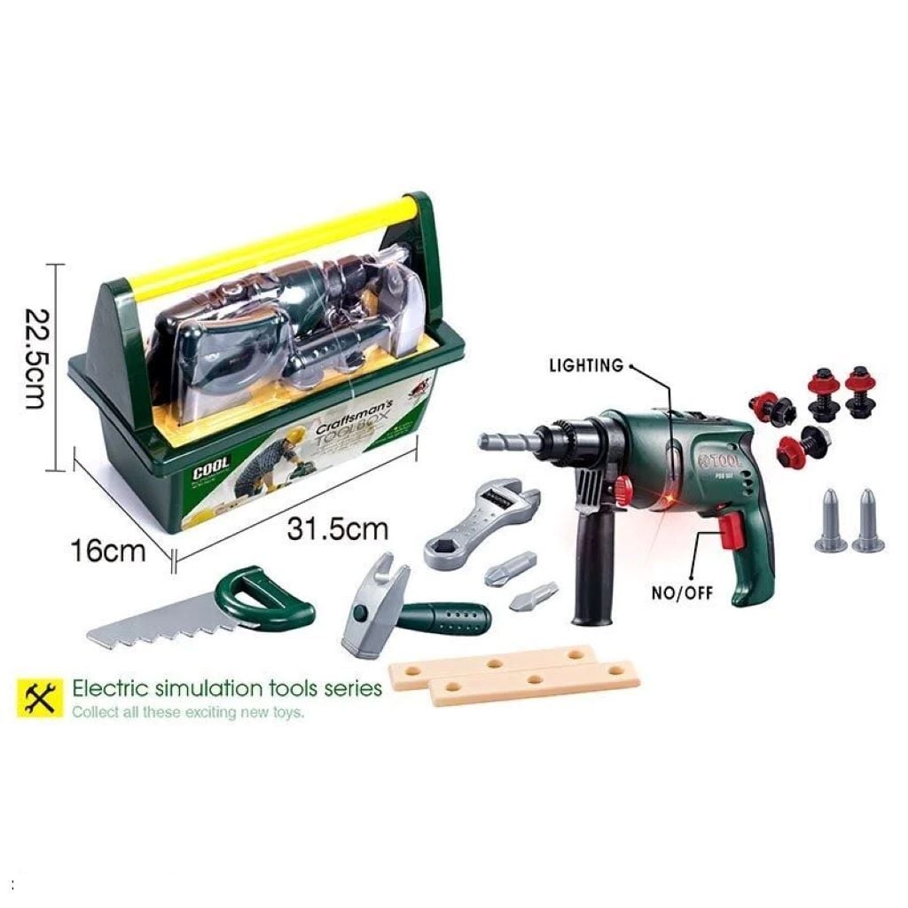 Інструменти набір шуруповерт з підсвітною пила молоток у валізі G276 Qi Jun Toys