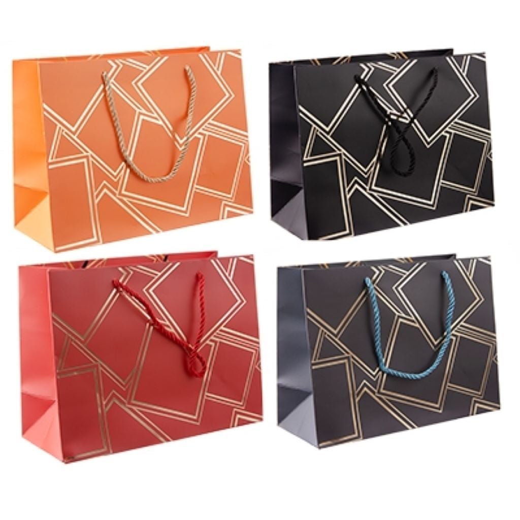 Пакет подарунковий 39*30*11см Золоті квадрати мікс кольорів 146653 Китай