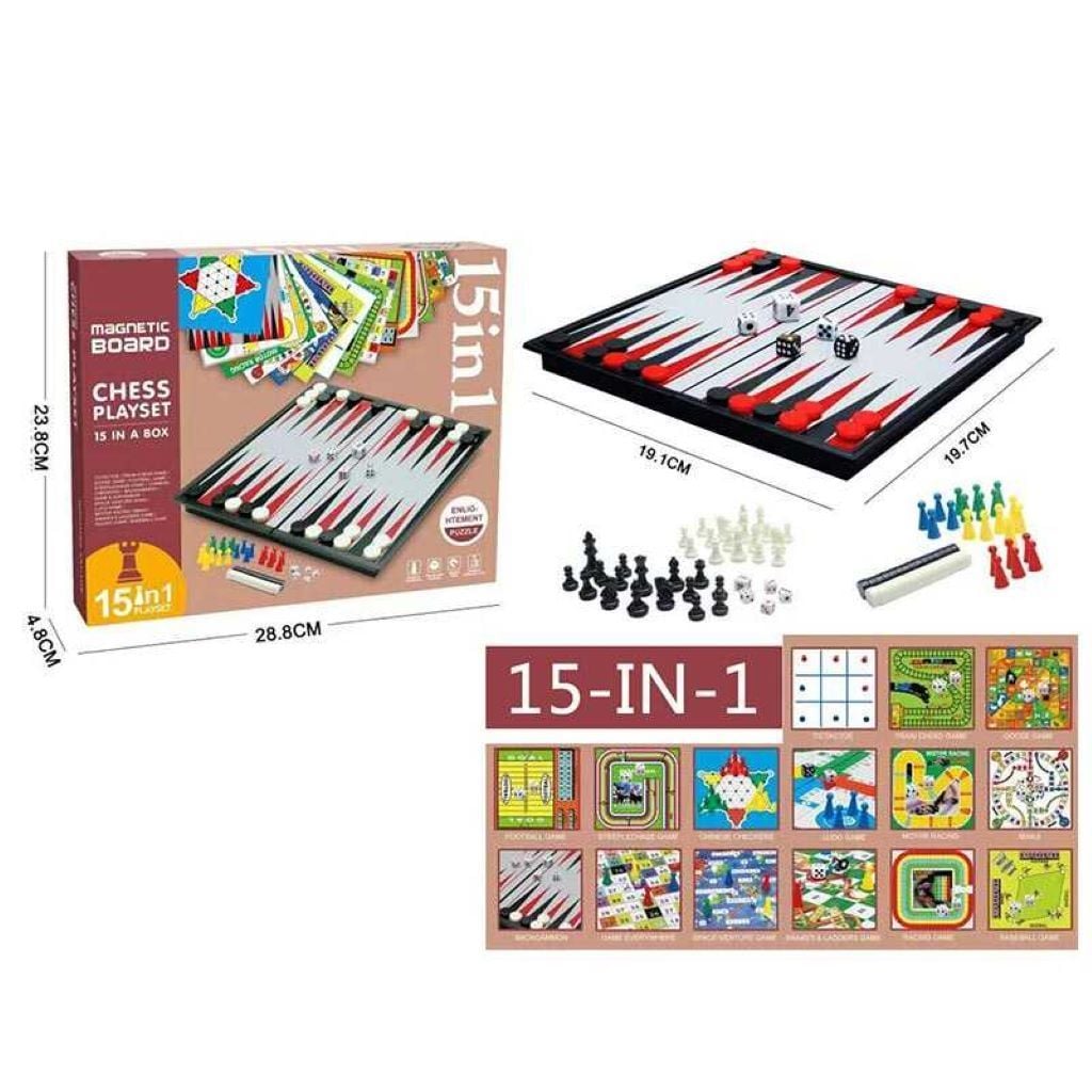Настільна гра 15в1 шахи шахмати нарди хрестики нолики и тд у коробці 29*24*4см 2014-BC TK union group
