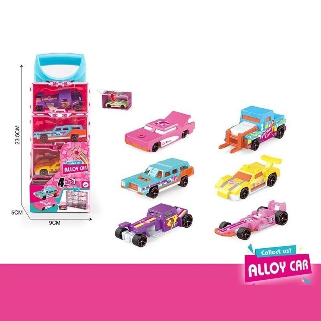 Машина Alloy Car 4шт металопластик 7см мікс видів у пластиковому боксі 86040 Китай
