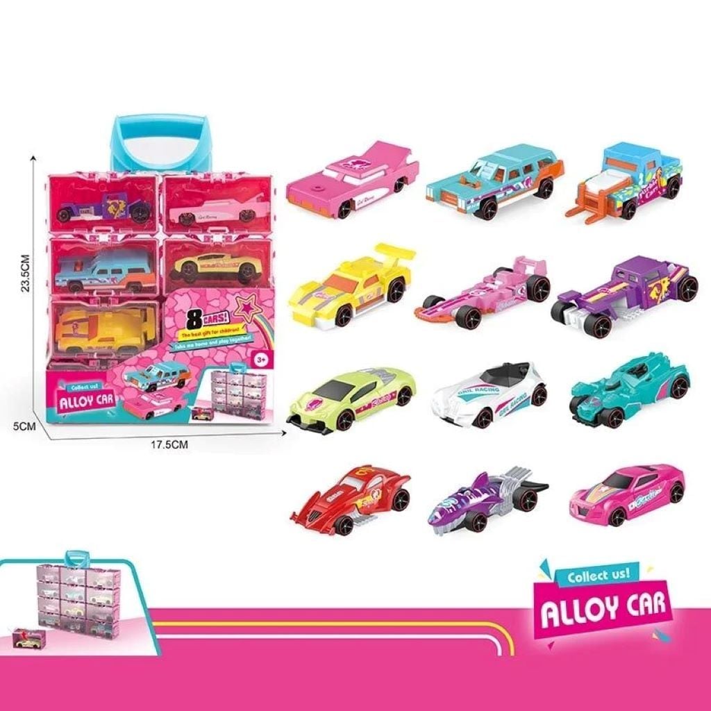 Машина Alloy Car 8шт металопластик 7см мікс видів у пластиковому боксі 86041 Китай
