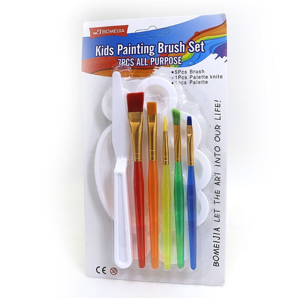 Набір для малювання 7ел пензликів 5шт палітра мастихін на блістері K7677 Китай