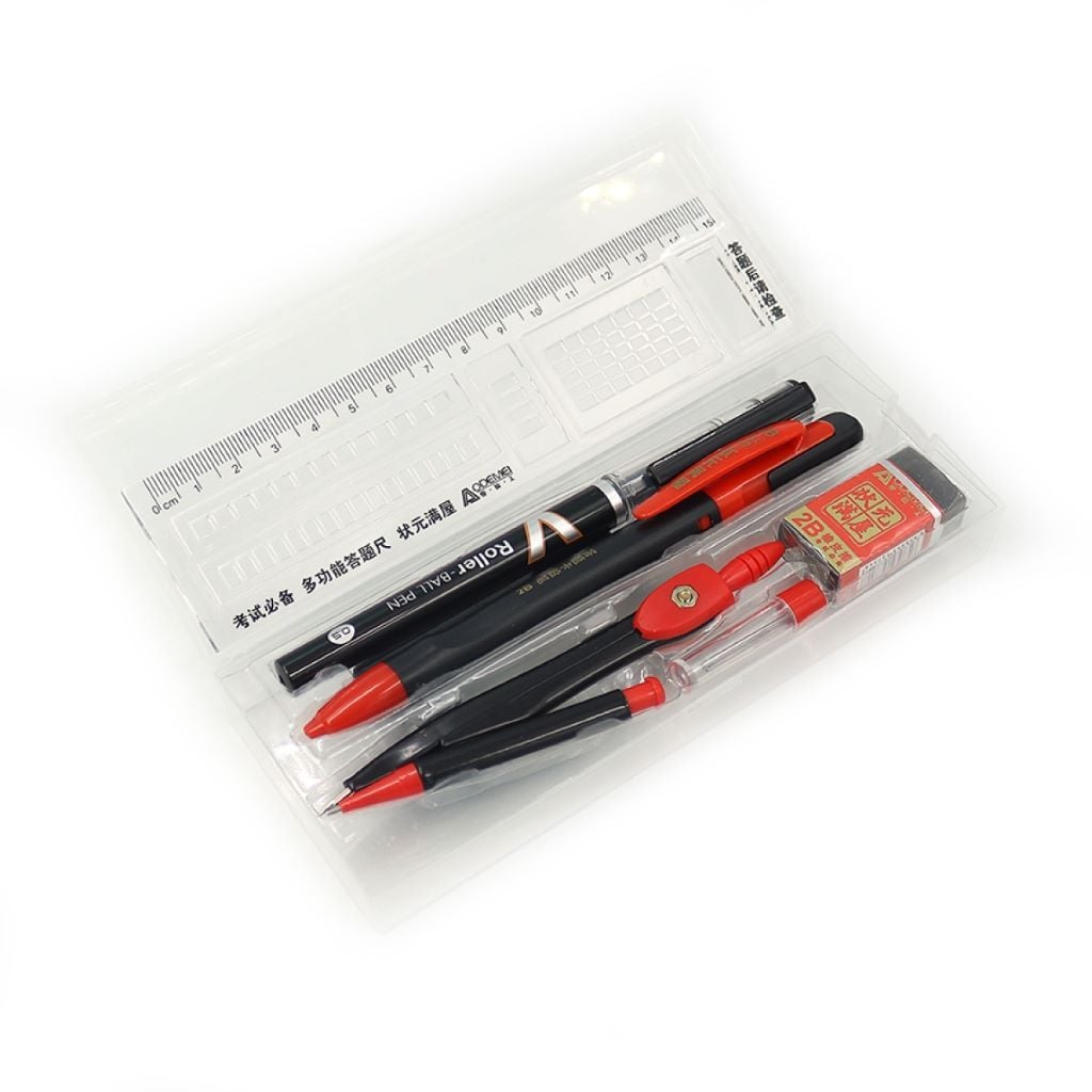 Набір канцелярський 7предм лінійка олів. мех, грифель, ластик ручка K58 Aodemei