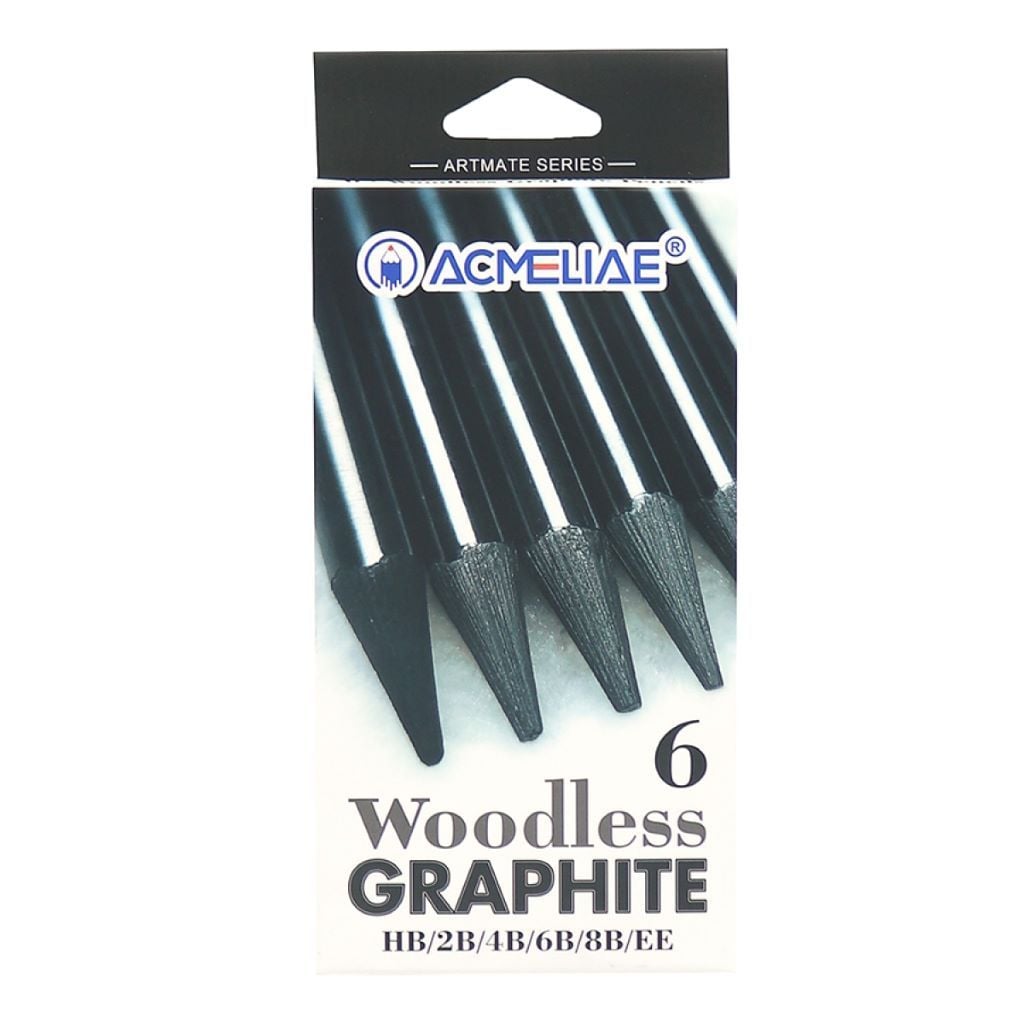 Олівці ч/г набір 6шт HB,2B,4B,6B,8B,EE грифельний корпус  в коробці 16*8,5*1,2см GWP-06 Acmeliae