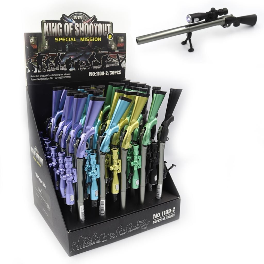 Ручка 0,38мм гелева Снайперська гвинтівка мікс кольорів синя 1109-2 Josefotten