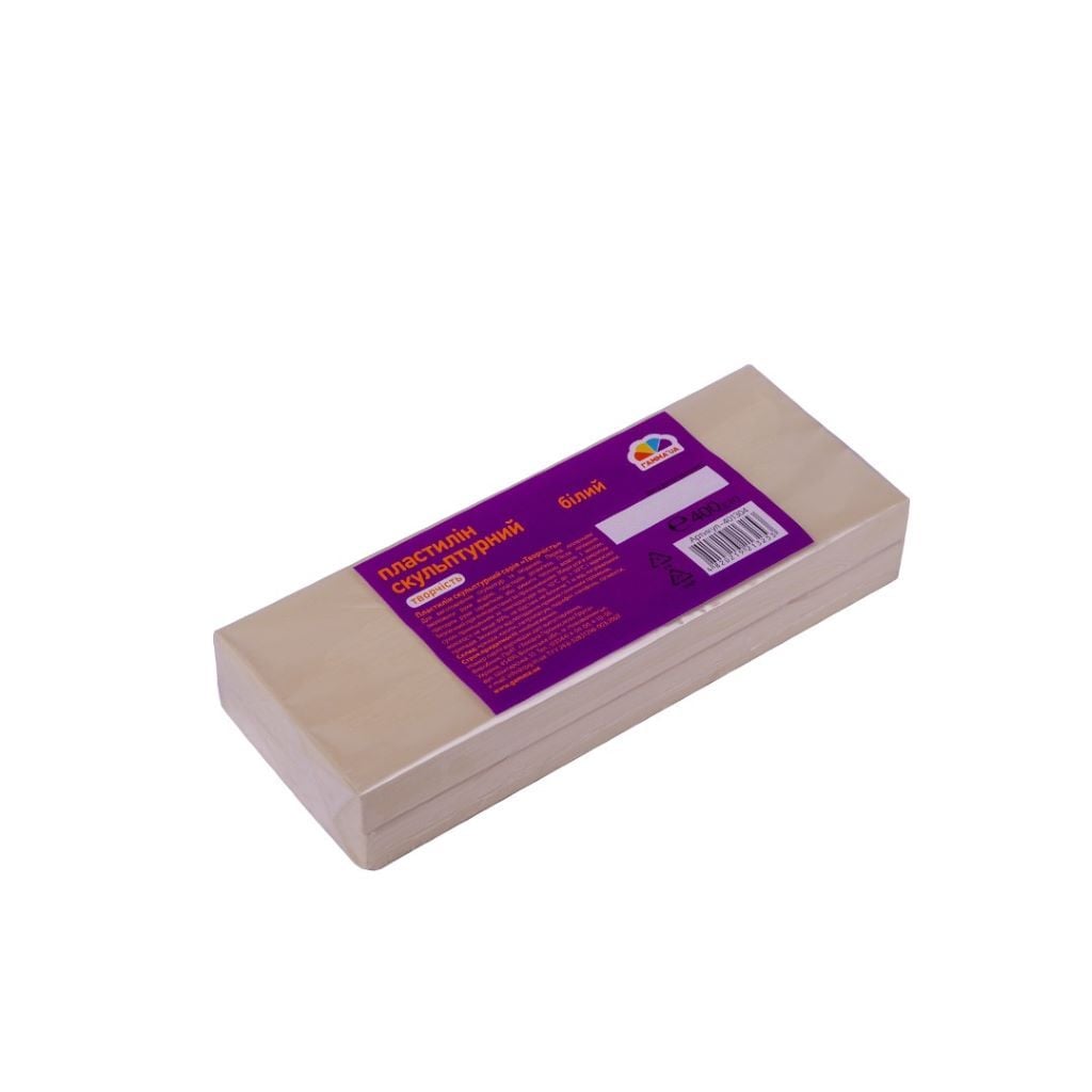 Пластилін скульптурний 400г твердий білий 401304 Гамма