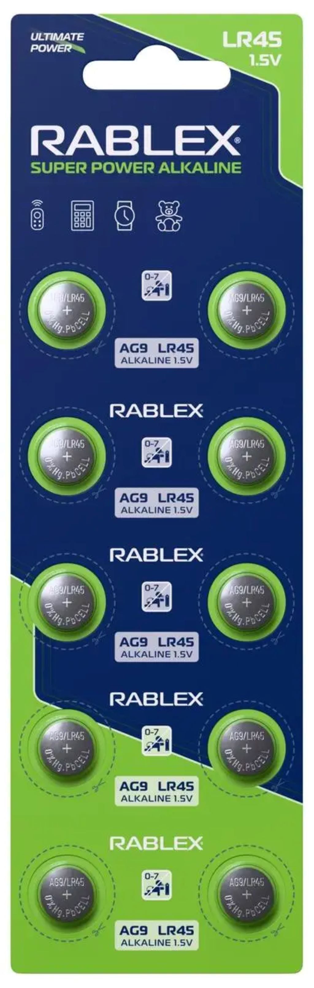 Батарейка таблетка AG9 alkaline LR45AG9 Rablex