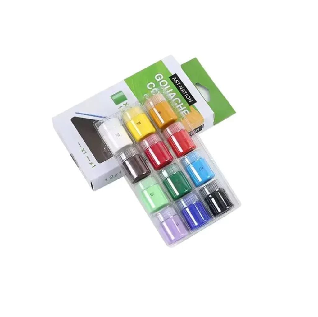 Фарба гуаш набір 12шт 15 мл 2 пензлика в коробці 20*11см  G12015-2 ART Rangers