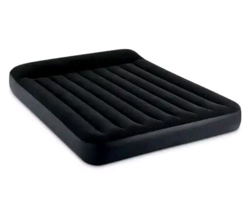 Надувний матрас велюр синій з вбудованим електронасосом 152x203x25см 64150ND intex